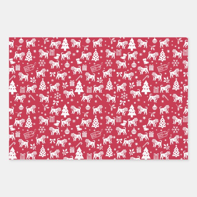 Alapaha Blue Blood Bulldog Weihnachten Geschenkpapier Set (Vorderseite)