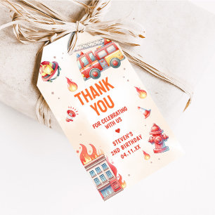 Alarm auslösen Feuerwehrauto Baby Shower Favor Tag Geschenkanhänger