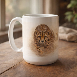 Alarmierender Gepard Afrikanische Wildtier-Kunst Kaffeetasse