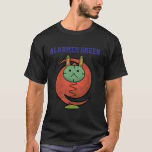 Alarmiert Grüner Lustiger Katze Orange T-Shirt