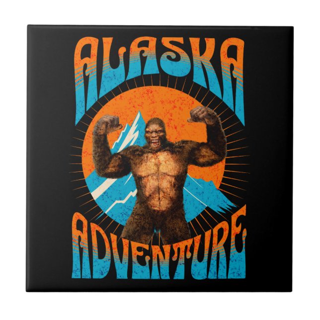 Alaska-Abenteuer Lustiger Sasquatch Fliese (Vorderseite)
