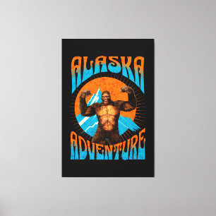 Alaska-Abenteuer Lustiger Sasquatch Leinwanddruck