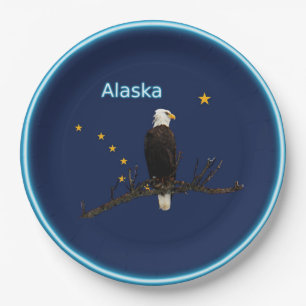 Alaska Adler und Fahne Pappteller