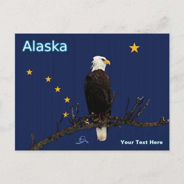 Alaska Adler und Fahne Postkarte (Vorderseite)