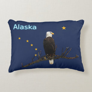 Alaska Adler und Fahne Zierkissen