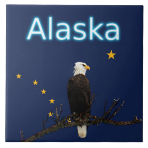 Alaska Adler Und Flagge Fliese