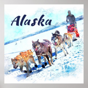 Alaska (AK) A sled dog team - Travel Poster