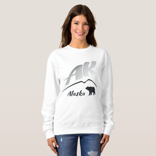 Alaska (AK)kodiak-Braunbär - schwarzes Logo Sweatshirt (Vorne ganz)