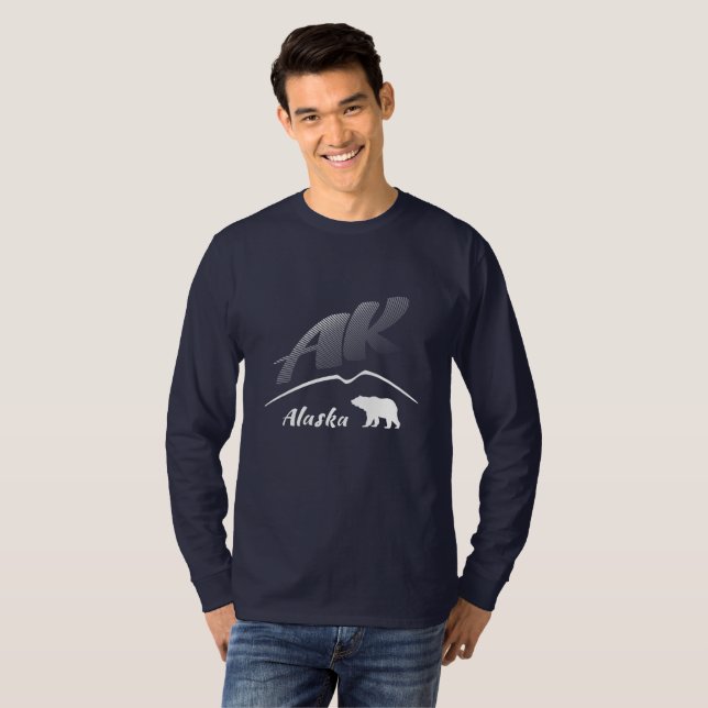 Alaska (AK)kodiak-Braunbär - weißes Logo T-Shirt (Vorne ganz)