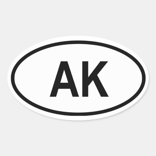 Alaska "AK" Ovaler Aufkleber (Vorderseite)
