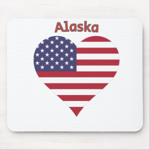 Alaska American Flag Herz Mousepad
