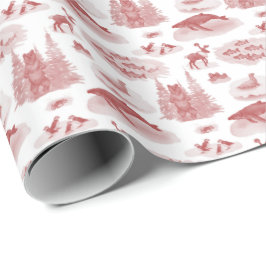 Alaska Animal Toile (Brick Red) Geschenkpapier