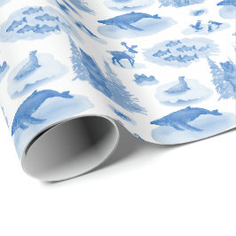 Alaska Animal Toile (Wedgewood Blue) Geschenkpapier