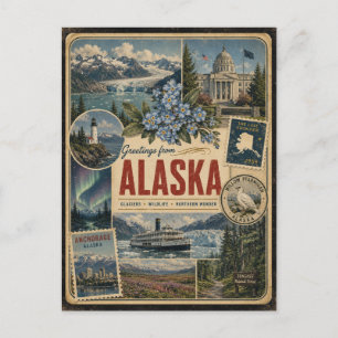 Alaska Authentische Postkarte im Vintage-Stil