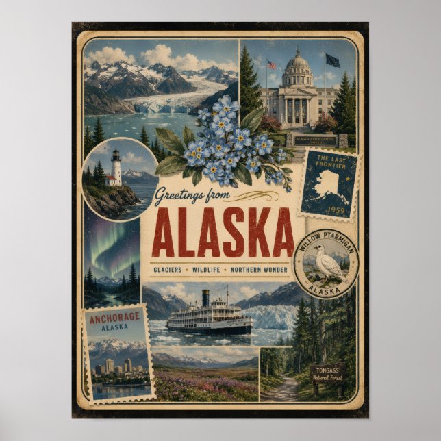 Alaska Authentischer Vintage-Stil Poster (Vorne)