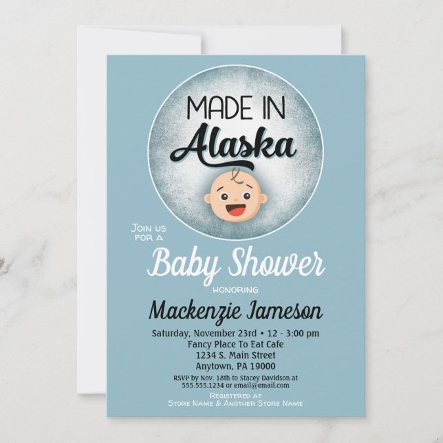 Alaska Baby Shower Funny Blue Boys Einladung (Vorderseite)