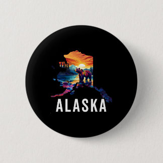 Alaska-Bär Tier Alaska Karte Souvenirs Urlaub Button