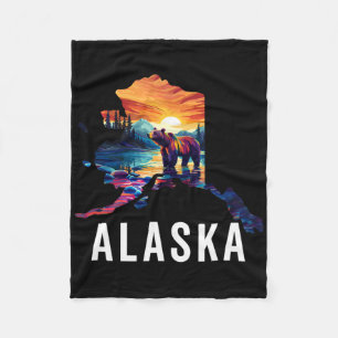 Alaska-Bär Tier Alaska Karte Souvenirs Urlaub Fleecedecke