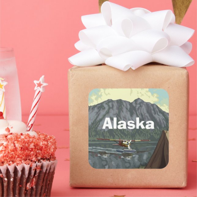 Alaska-Berg Quadratischer Aufkleber (Party)