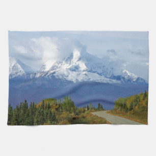 Alaska Berge Bäume Naturwald Destination Saison Geschirrtuch