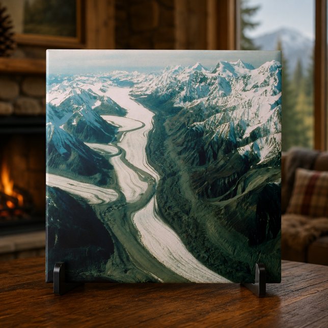 Alaska-Bergkette Fliese (Alaska Mountain Range-Aerial View Ceramic Tile)