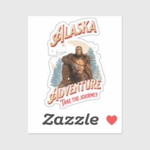 Alaska Bigfoot-Abenteuer Retro-Wilderness-Kunst Aufkleber