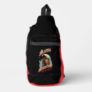 Alaska Bigfoot-Abenteuer Retro-Wilderness-Kunst Crossbody Bag