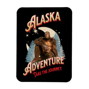 Alaska Bigfoot-Abenteuer Retro-Wilderness-Kunst Magnet