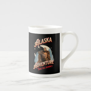 Alaska Bigfoot-Abenteuer Retro-Wilderness-Kunst Prozellantasse