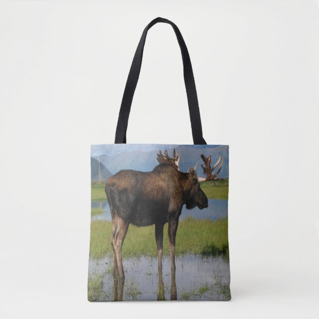 Alaska Bull Moose Antlers Landschaftliches Foto De Tasche (Vorderseite)