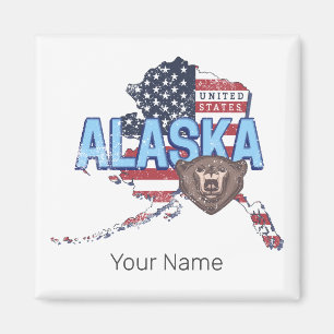 Alaska Bundesstaat Vereinigte Staaten Karte Vintag Magnet