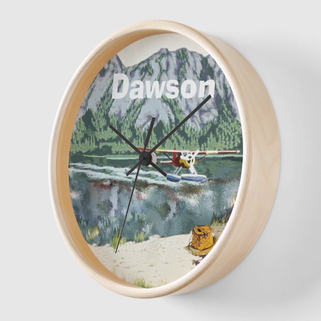 Alaska Bush Flugzeug und Angelreisen Wanduhr (Winkel)