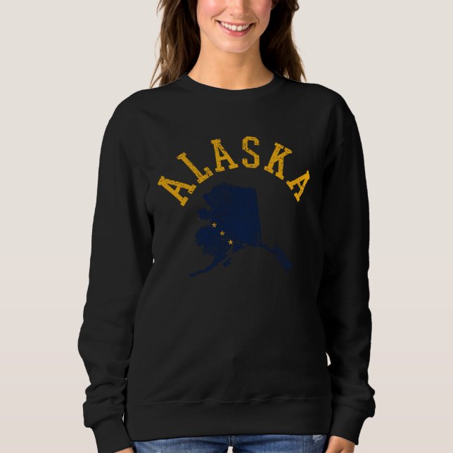 Alaska Card Flag Vintage Retro Sweatshirt (Vorderseite)
