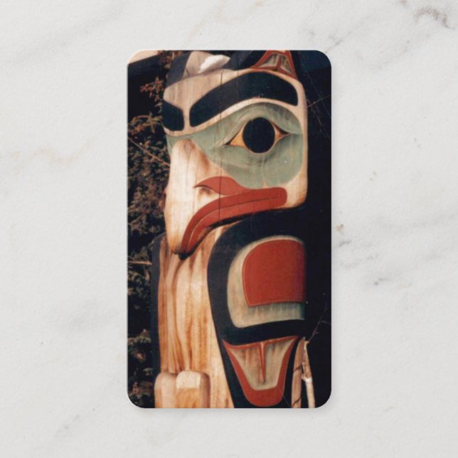 Alaska Carved Holz Totem Pole Foto Visitenkarte (Vorderseite)