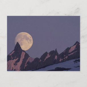 Alaska, Chugach Mountains Vollmond steigt auf Postkarte