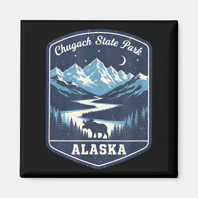 Alaska Chugach State Park Moose Mountain Fluss Magnet (Vorne)