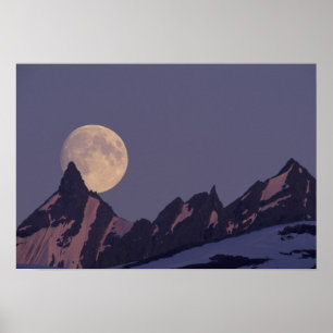 Alaska, Chugatgebirge Vollmond erhebt sich Poster