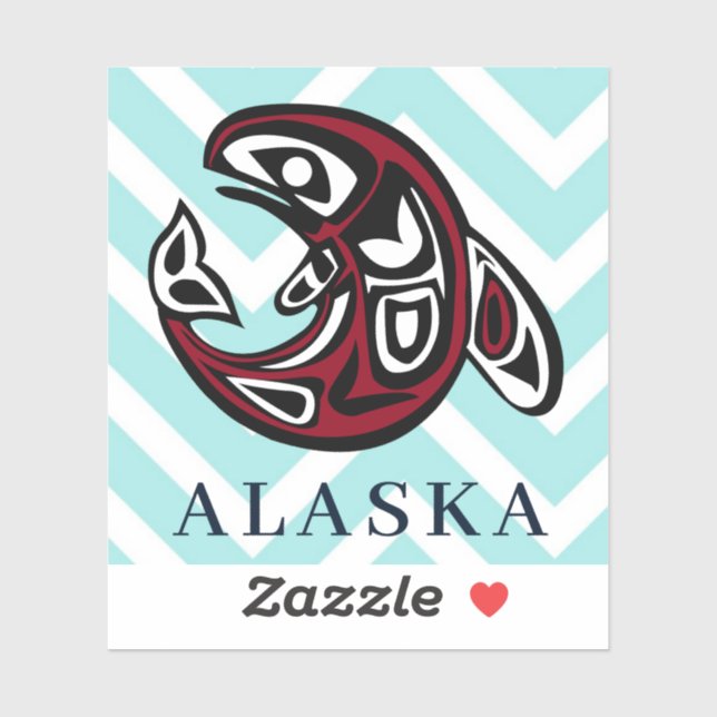Alaska Coast Native American Orca Killer Whale Art Aufkleber (Blatt)