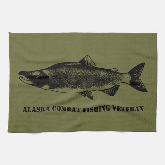 Alaska Combat Fishing Veteran Geschirrtuch (Horizontal)