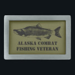 Alaska Combat Fishing Veteran Rechteckige Gürtelschnalle<br><div class="desc">Eine schwarze Linie, die von einem Sockeye Lachs (Oncorhynchus nerka) gezeichnet wird, mit anpassbarem Text mit dem Text "Alaska Combat Fishing Veteran". Die Lachsfischerei in Alaska ist sehr beliebt, zu beliebt in Alaska. Stellen Sie sich Tausende von Anglern vor, fast Schulter zu Schulter, die beide Ufer eines Baches belästigen und...</div>