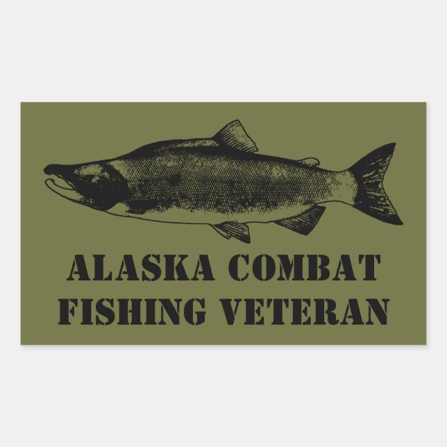 Alaska Combat Fishing Veteran Rechteckiger Aufkleber (Vorderseite)