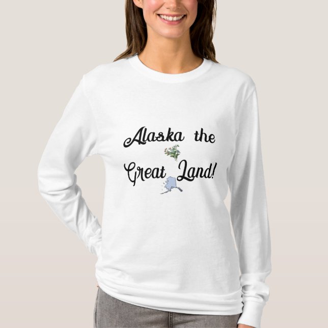 Alaska das Große Land mit Blume und Karte T-Shirt (Vorderseite)