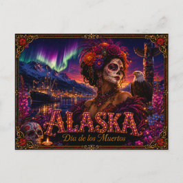 Alaska Día de los Muertos Retro Postkarte