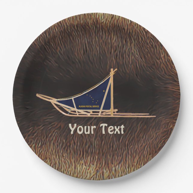 Alaska Dog Sled Mail Pappteller (Vorderseite)