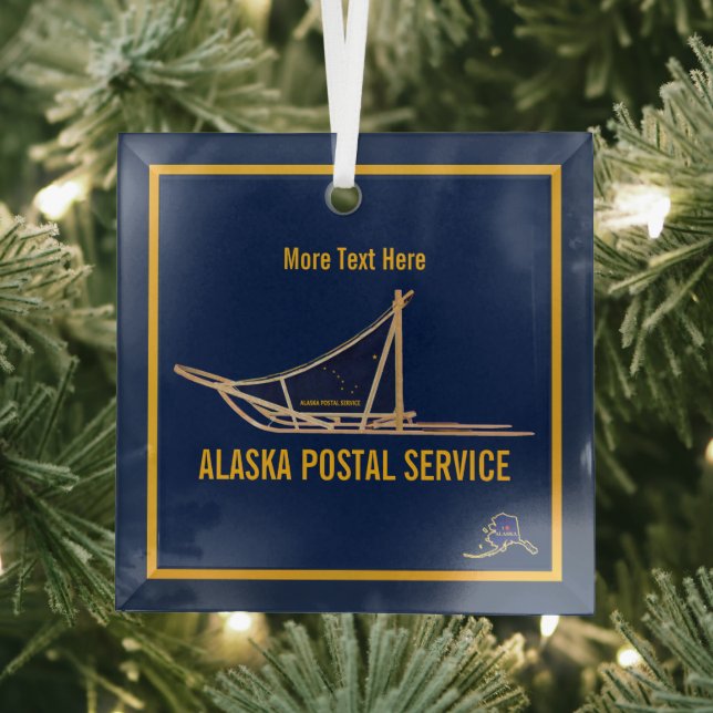 Alaska Dog Sled Postal Carrier Ornament Aus Glas (Insitu)