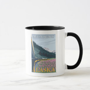 Alaska-Eisenbahn-Szene - Anchorage, Alaska Tasse