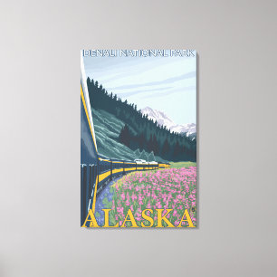 Alaska-Eisenbahn-Szene - Denali Nationalpark, Leinwanddruck