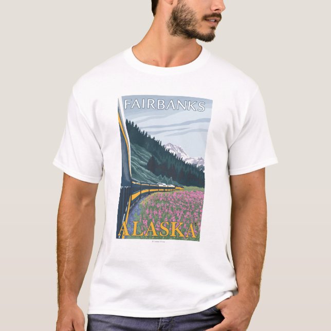 Alaska-Eisenbahn-Szene - Fairbanks, Alaska T-Shirt (Vorderseite)