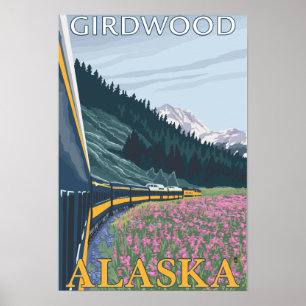 Alaska-Eisenbahn-Szene - Girdwood, Alaska Poster