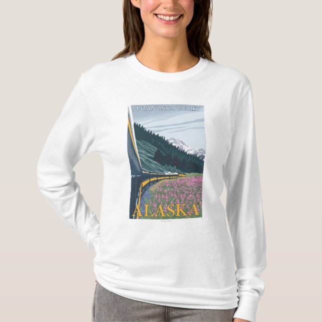 Alaska-Eisenbahn-Szene - Matanuska Tal, Alaska T-Shirt (Vorderseite)